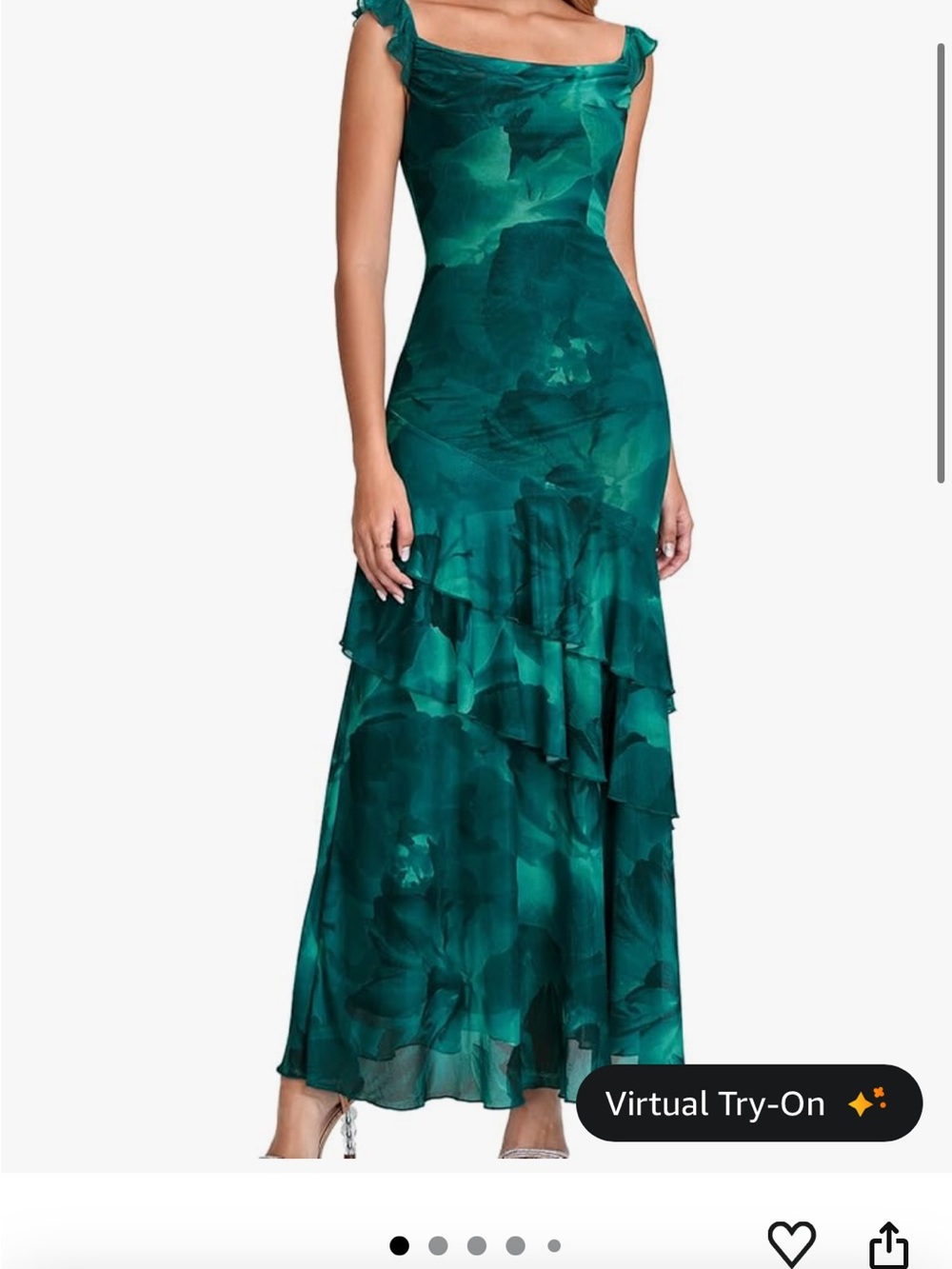 Emerald Green Ruffled Maxi Dress